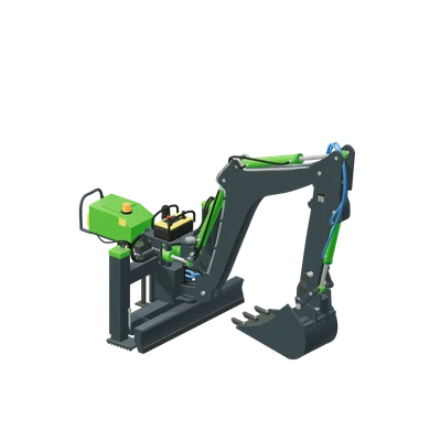Rendegraverarm med trådløs betjening, stiliseret 3D-illustration