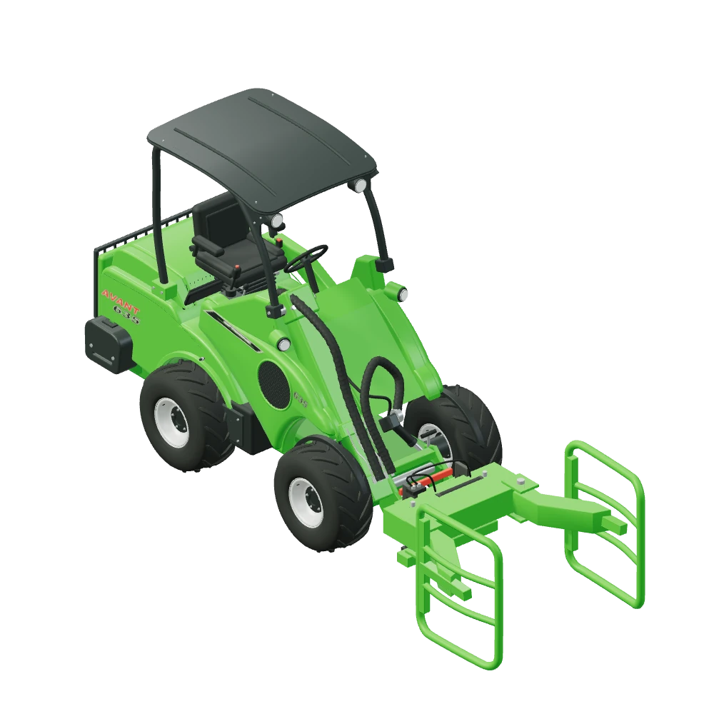 Stiliseret 3D-illustration af Wraptang HD monteret på Avant 635.