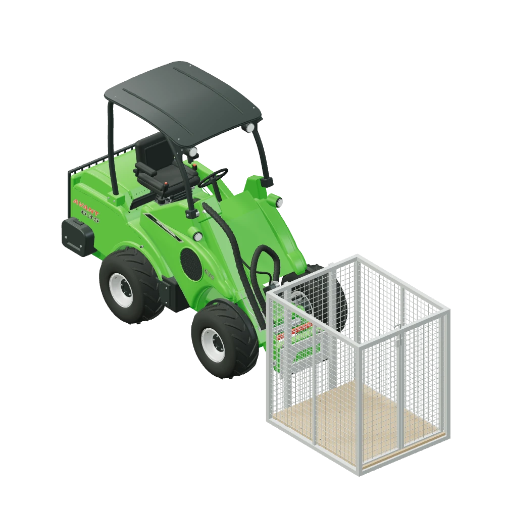 Stiliseret 3D-illustration af Kalveboks monteret på Avant 635.