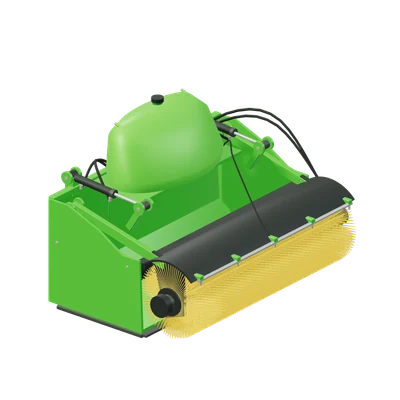 Kost med opsamler, stiliseret 3D-illustration