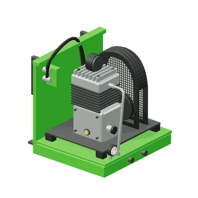 Kompressor, stiliseret 3D-illustration