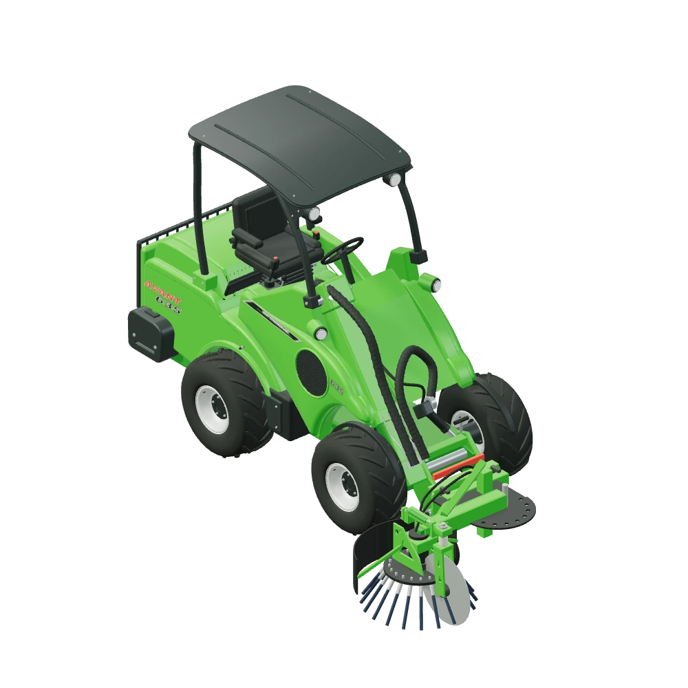 Stiliseret 3D-illustration af Kantskærer med kost HD monteret på Avant 635.