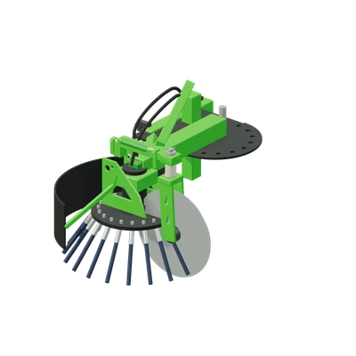 Kantskærer med kost HD, stiliseret 3D-illustration