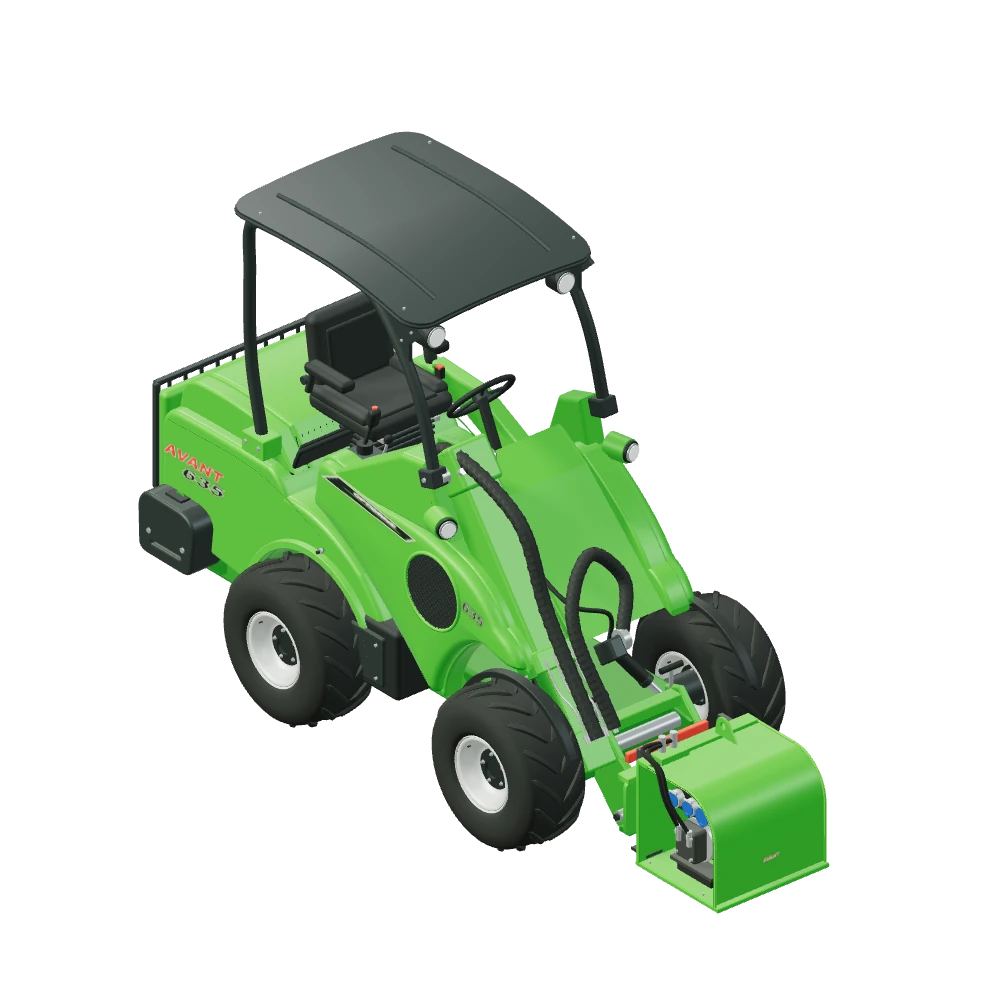 Stiliseret 3D-illustration af Generator monteret på Avant 635.