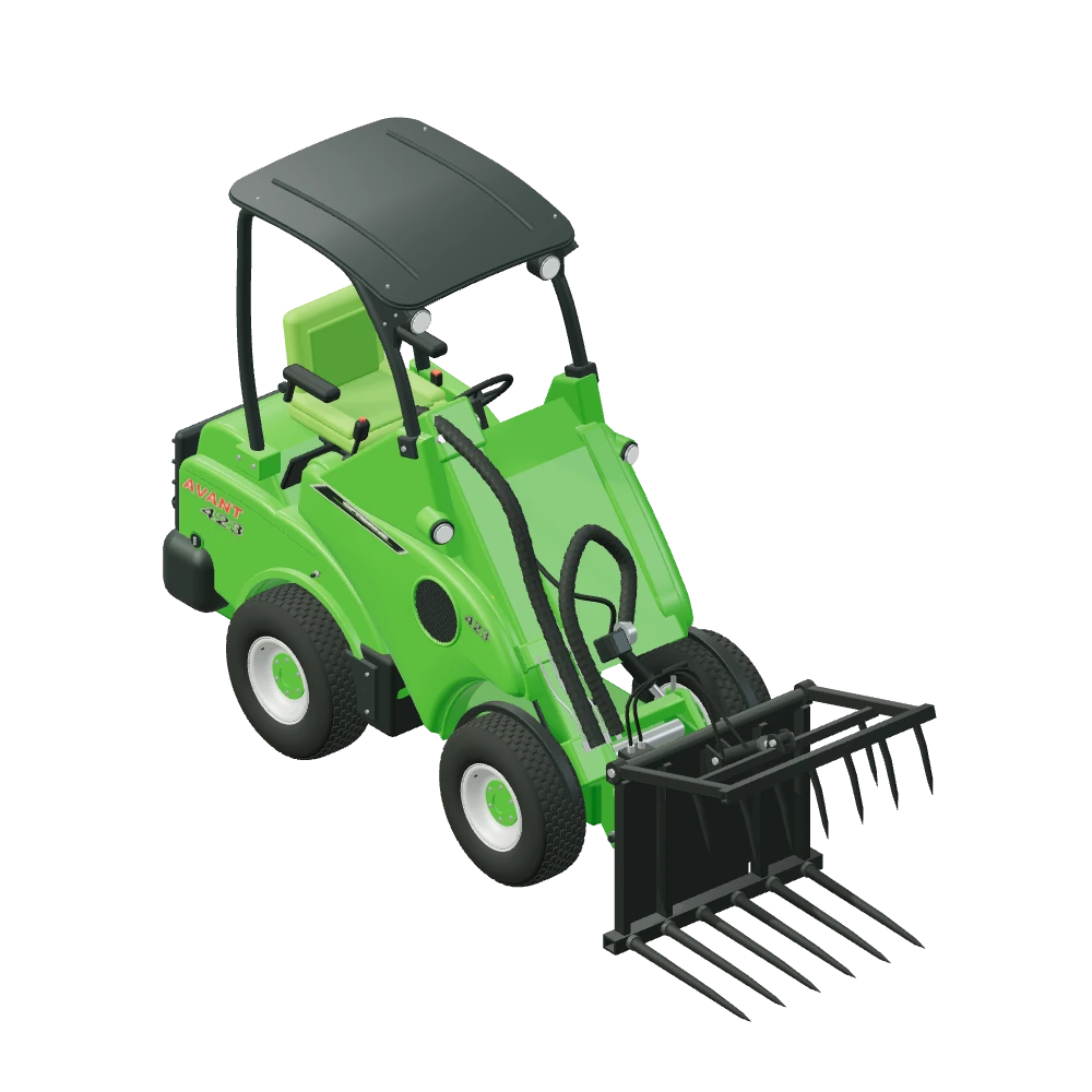 Stiliseret 3D-illustration af Overfaldsgreb 200-serien monteret på Avant 423.