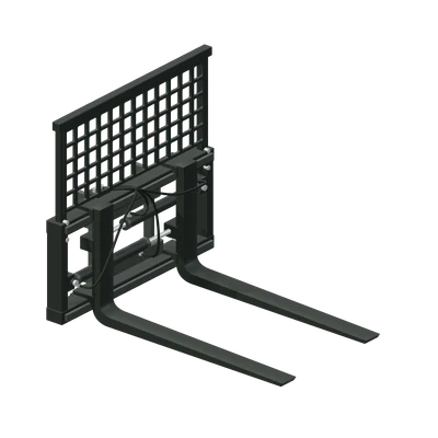 Pallegafler m. hydraulisk sideskift, stiliseret 3D-illustration