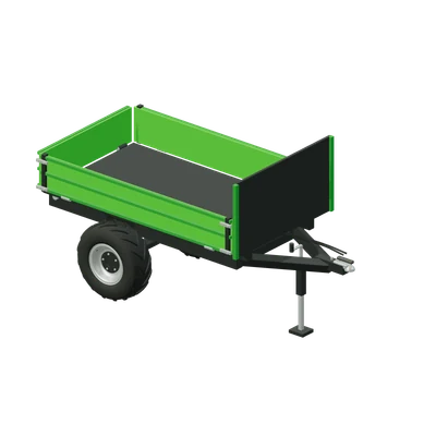 Vogn med hydraulisk tip, stiliseret 3D-illustration