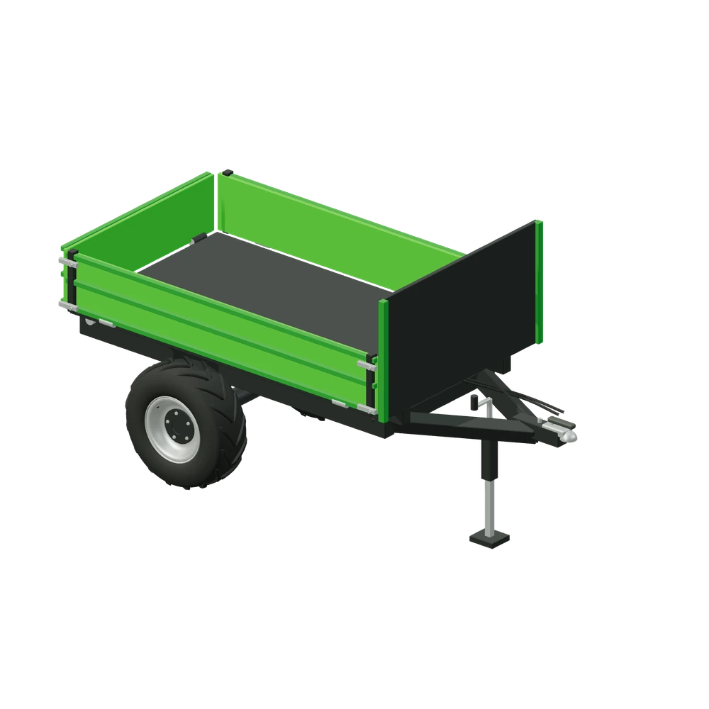 Stiliseret 3D-illustration af Vogn med hydraulisk tip.