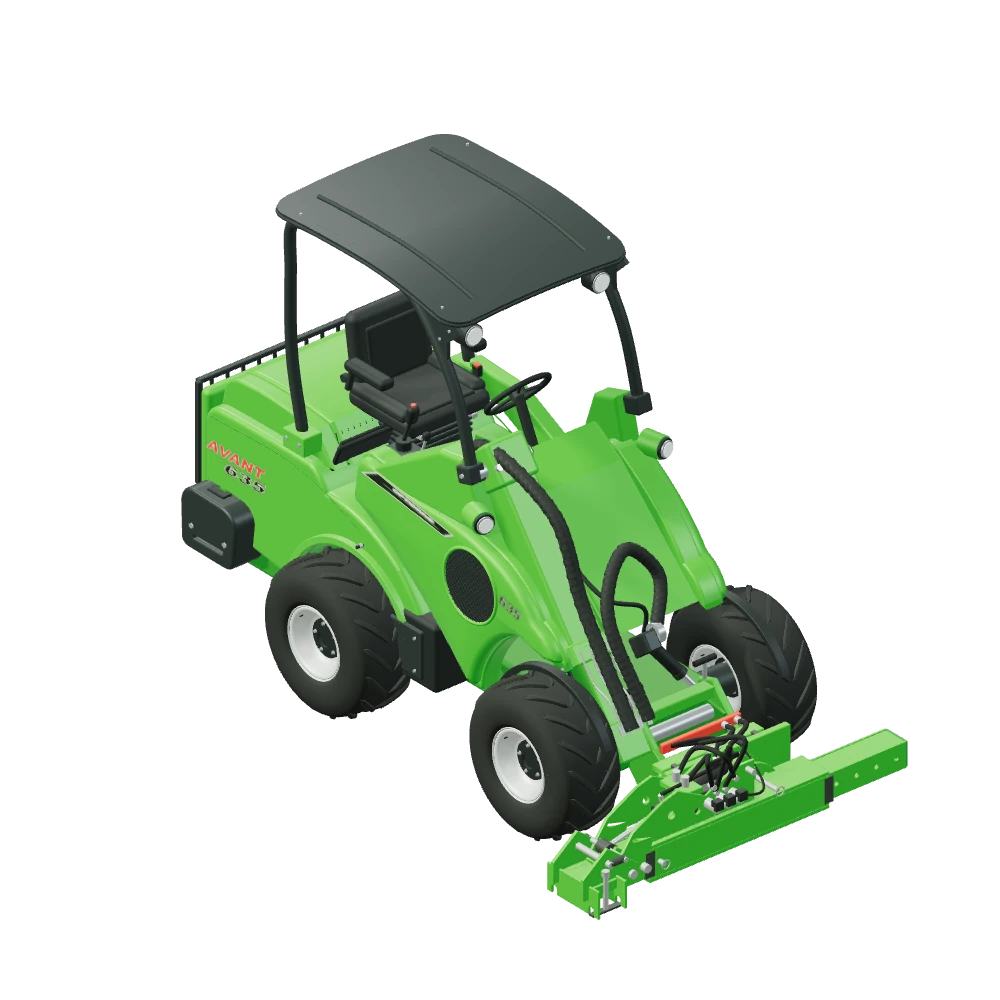 Stiliseret 3D-illustration af S30 Mekanisk sidearm monteret på Avant 635.