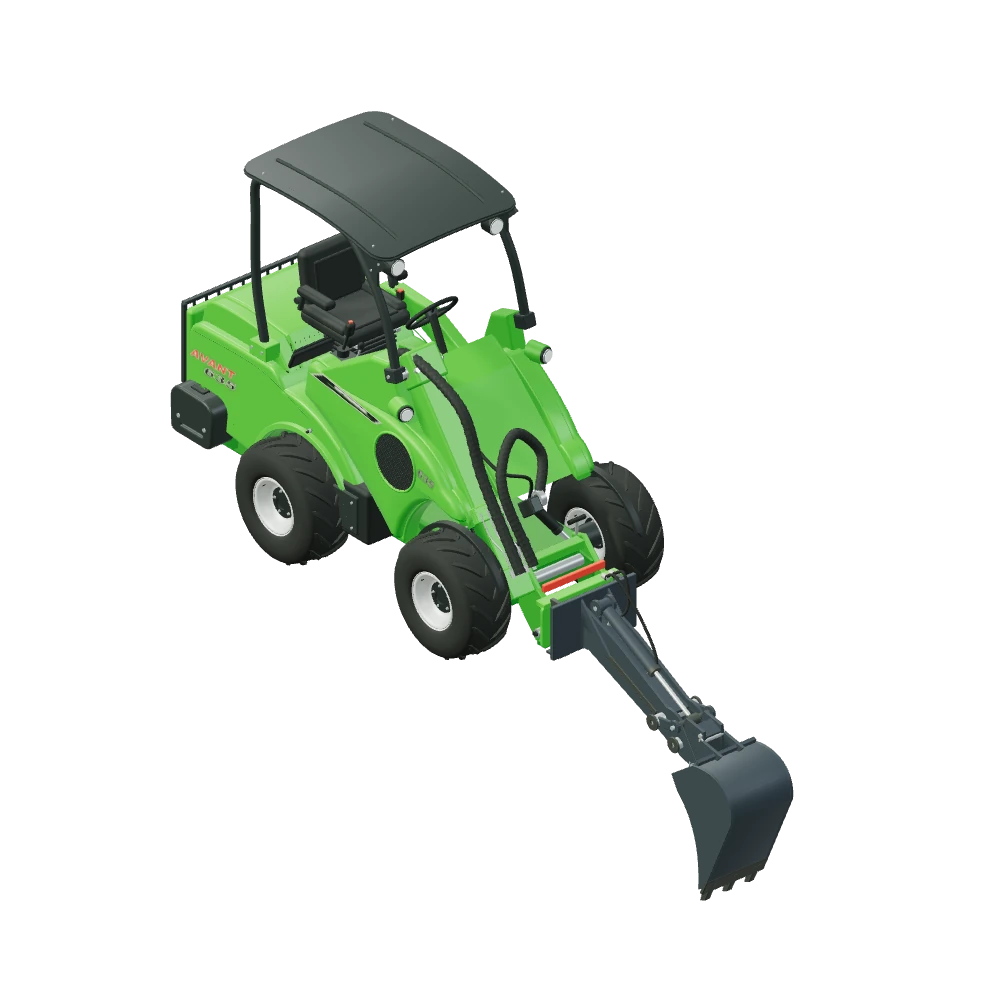 Stiliseret 3D-illustration af Rendegraverarm 150 monteret på Avant 635.