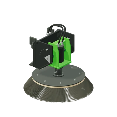 Tallerkenkost med stålbørste til Multifunktionsdrivenhed, stiliseret 3D-illustration