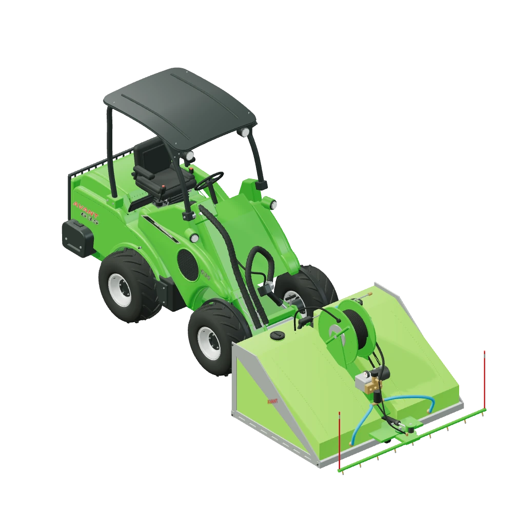 Stiliseret 3D-illustration af Højtryksrenser med tank monteret på Avant 635.