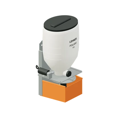 Salt- og gødningsspreder, stiliseret 3D-illustration