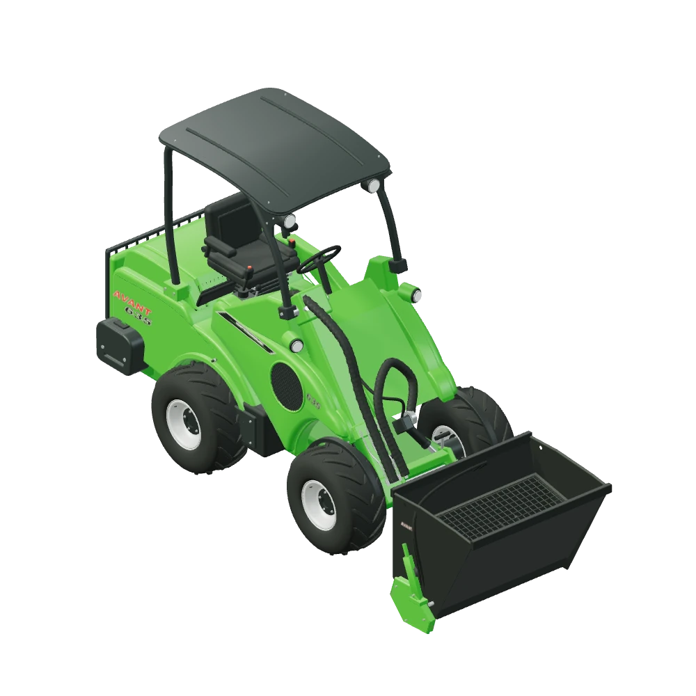 Stiliseret 3D-illustration af Sand- og saltspreder monteret på Avant 635.