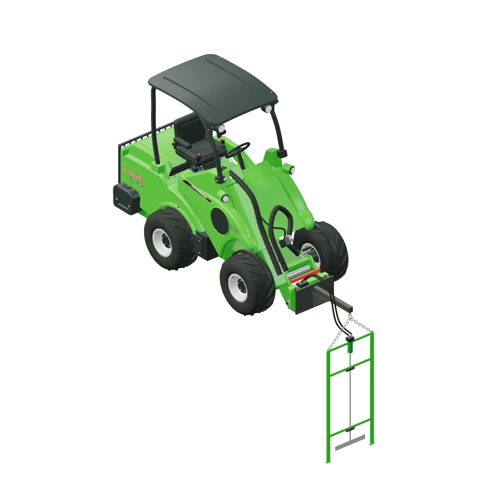 Stiliseret 3D-illustration af Gylleomrører monteret på Avant 635.